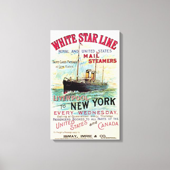 WHITR STAR LINE OCEAN MAIL STEAMER CANVASTRYCK (Framsida)