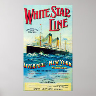 WHITR STAR LINE OCEAN MAIL STEAMER POSTER