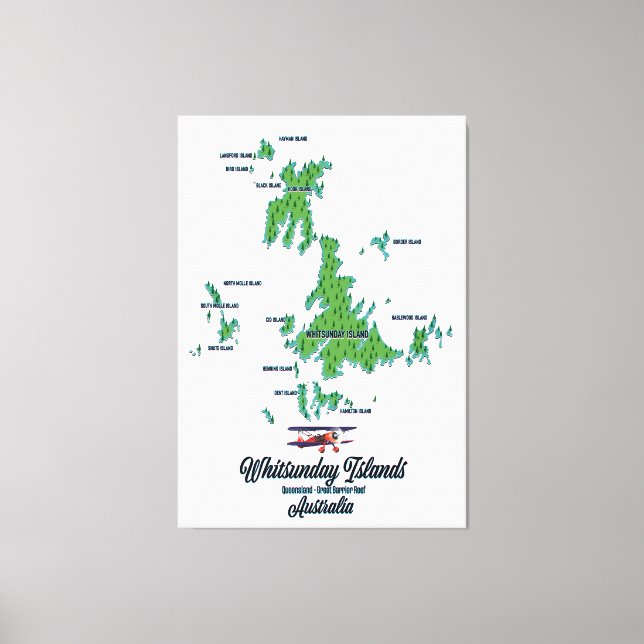 Whitsunday Islands Australia karta poster Canvastryck (Framsida)