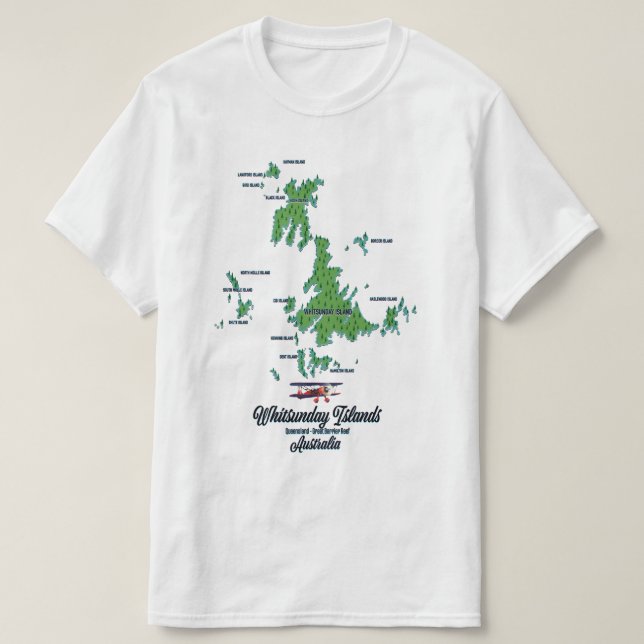 Whitsunday Islands Australia karta poster T Shirt (Design framsida)