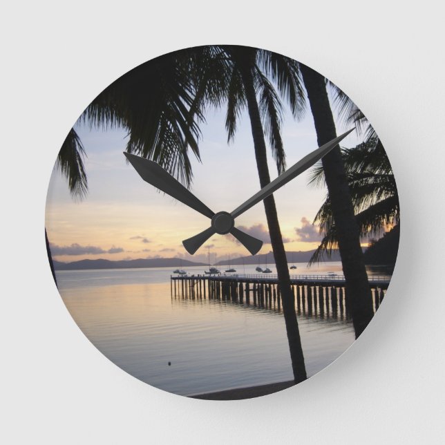 Whitsunday Islands Sunset Clock Rund Klocka (Framsida)