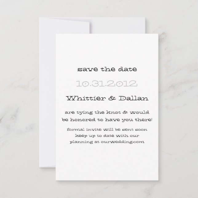 Whittier-meddelandet Spara Datumet (Framsida)