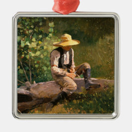 Whittling Boy (av Winslow Homer) Julgransprydnad Metall