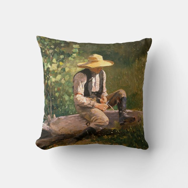 Whittling Boy (av Winslow Homer) Kudde (Framsida)