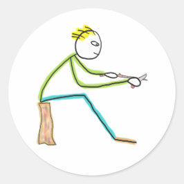 Whittling Stickman Runt Klistermärke