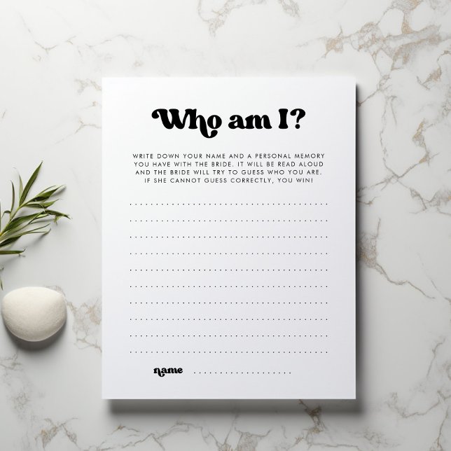 Who am I Bridal Shower Game (Skapare uppladdad)