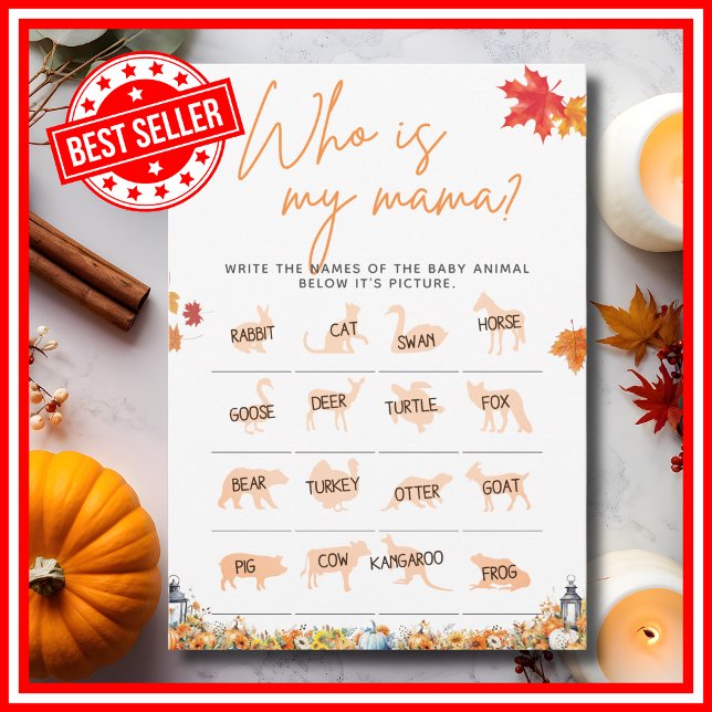 WHO ÄR MY MAMMA Baby Shower Game A Little Pumpkin Inbjudningar (WHO IS MY MOMMY Easy Baby Shower Game A Little Pumpkin is on the Way Theme)