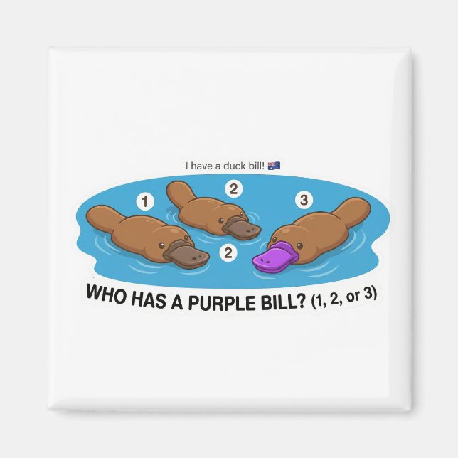Who Has A Purple Bill? Cute Platypus Australia Gam Magnet (Framsidan)
