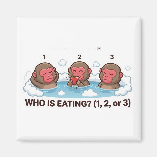 Who Is Eating? Japanese Snow Monkey Spa Animal Magnet (Framsidan)