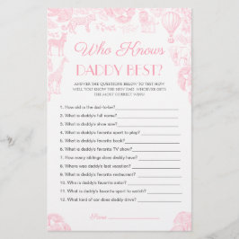 Who knows daddy best Baby Shower Game Card
