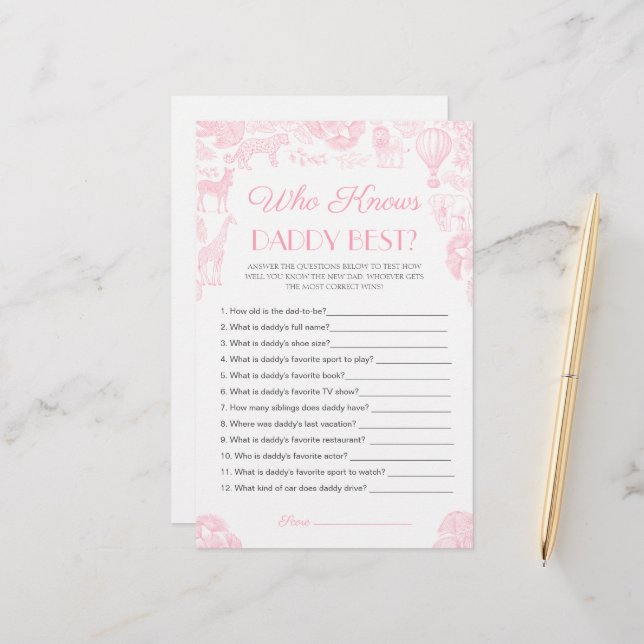 Who knows daddy best Baby Shower Game Card (Fram/Back In Situ)