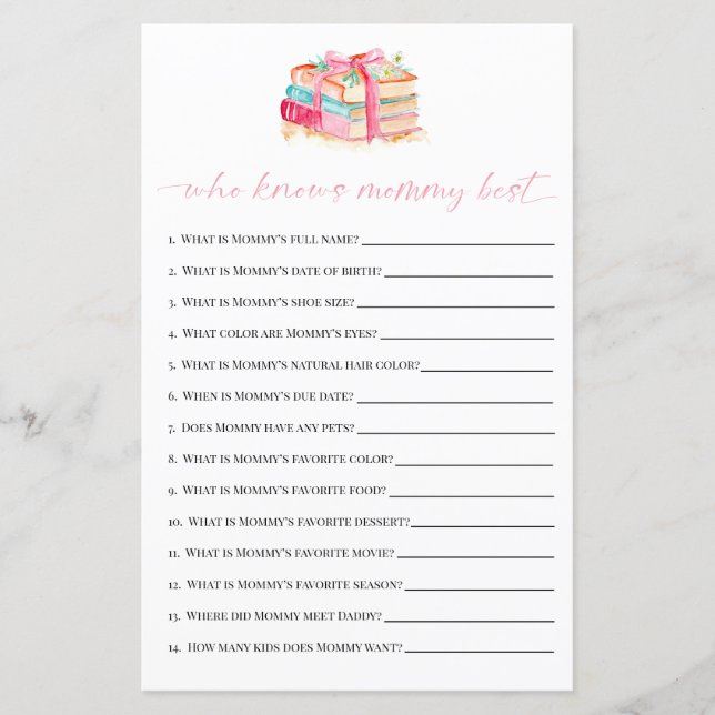 Who Knows Mommy Best Baby Shower Game New Chapter (Framsida)