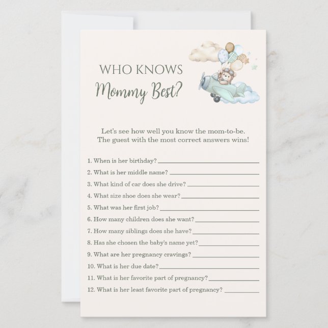 Who Knows Mommy Best Game Bearly Wait Airplane Boy (Framsida)