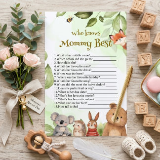 Who Knows Mommy Best Game Woodland Baby Shower