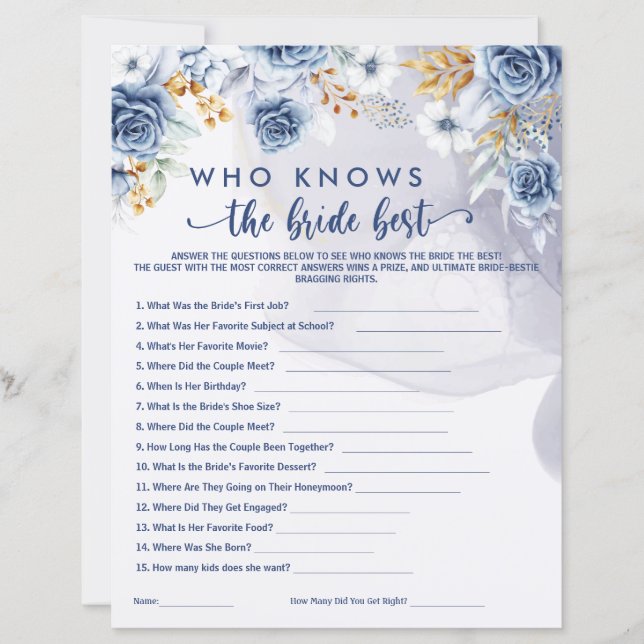 Who Knows the Bride Best Games Bridal Shower  (Framsida)