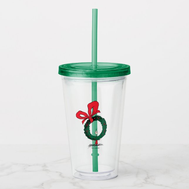 Who Peeking Through Christmas Wreath Take Away Mugg (Framsida)