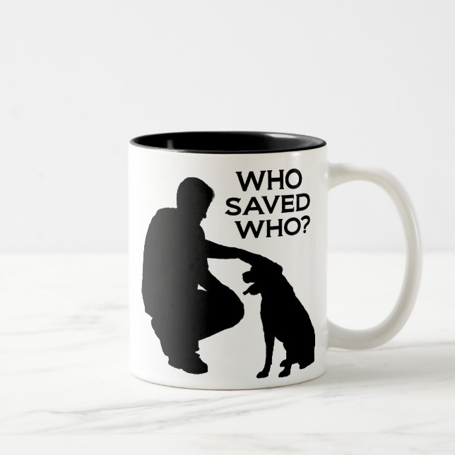 Who saved who mug black print Två-Tonad mugg (Höger)