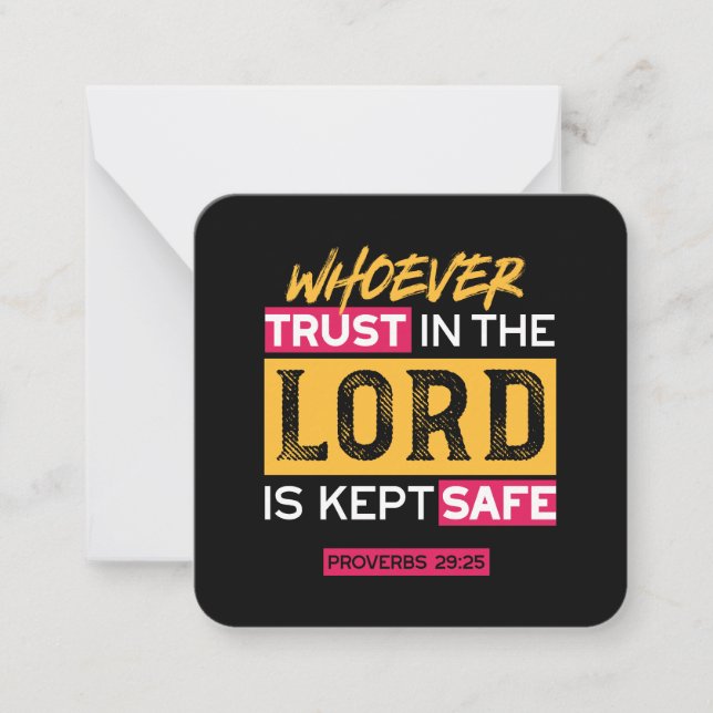 Whoever Trusts in the Lord Is Kept Safe Quote Anteckningskort (Framsida)