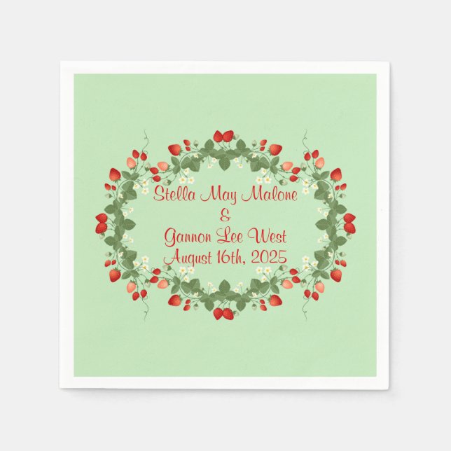 Wholesal Summer Strawbär Bröllop Cocktail Pappersservett (Framsidan)