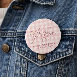 Wholesome Cute Pink Check Typography Galentine Day Knapp