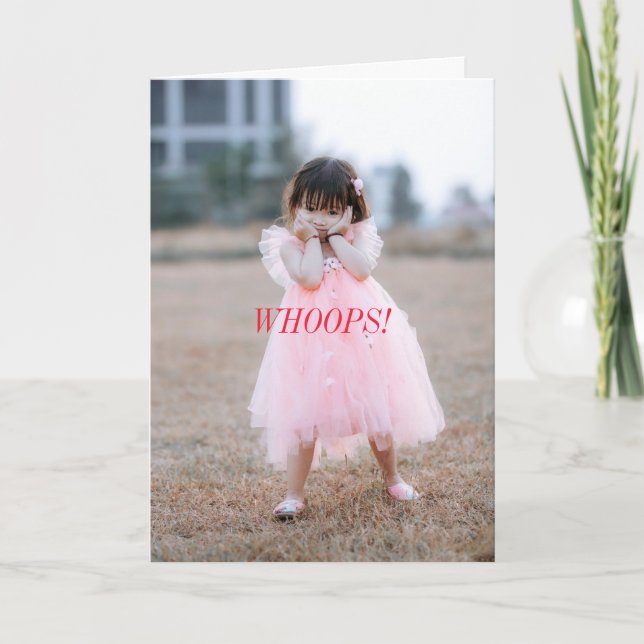 WHOOPS BELAGADE BIRTHDAY CARD TACK KORT (Framsida)