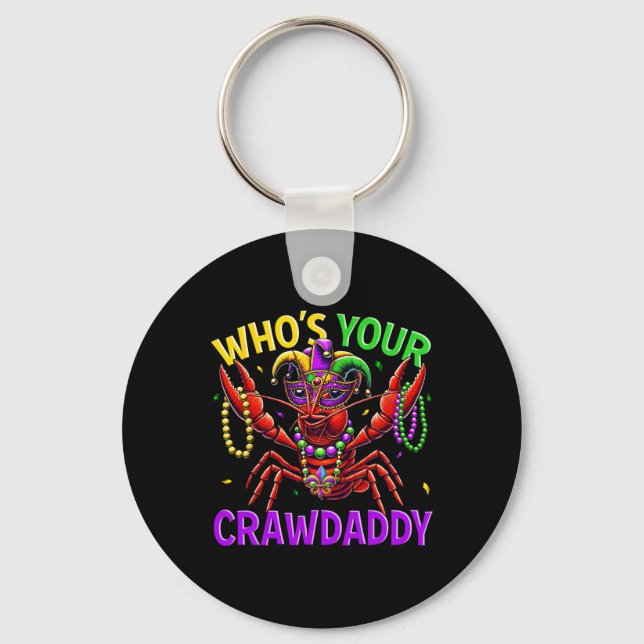 Whos Din Crawpappa Kräftor Jester Bead Hat Mardi Nyckelring (Framsida)
