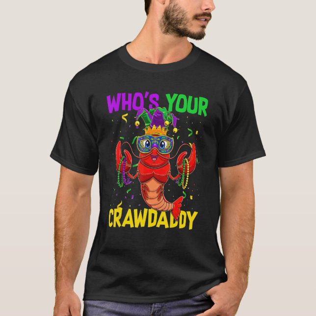 Whos Din Crawpappa Kräftor Jester Pärlor Mardi Gr T Shirt (Framsida)