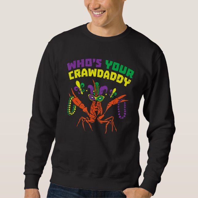Whos er Crawpappa Kräftor Jester Pärlor Funny Mors Lång Ärmad Tröja (Framsida)