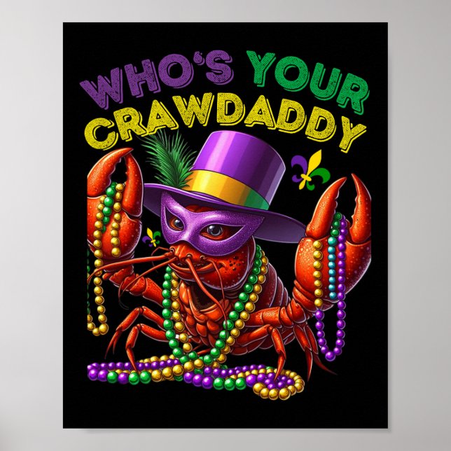 Whos er Crawpappa Kräftor Jester Pärlor Funny Mors Poster (Framsidan)