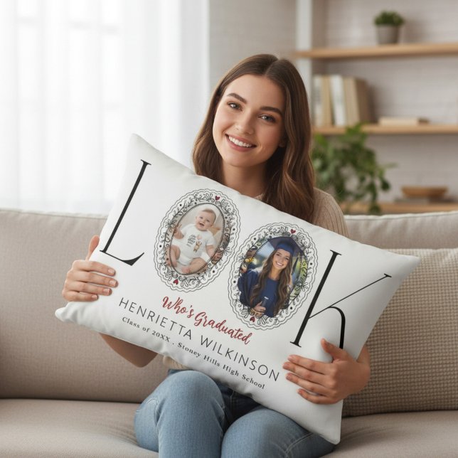 Who's Graduated Black Elegant Photo Collage Throw  Lumbarkudde (Skapare uppladdad)