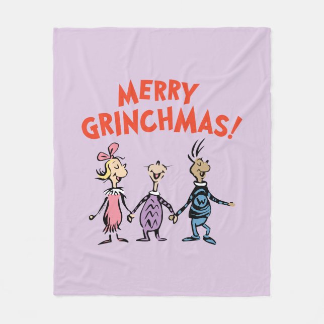 Whos Holding Hands Merry Grinchmas Fleecefilt (Framsidan)