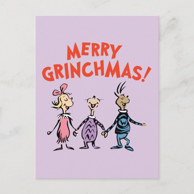 Whos Holding Hands Merry Grinchmas Vykort (Framsida)