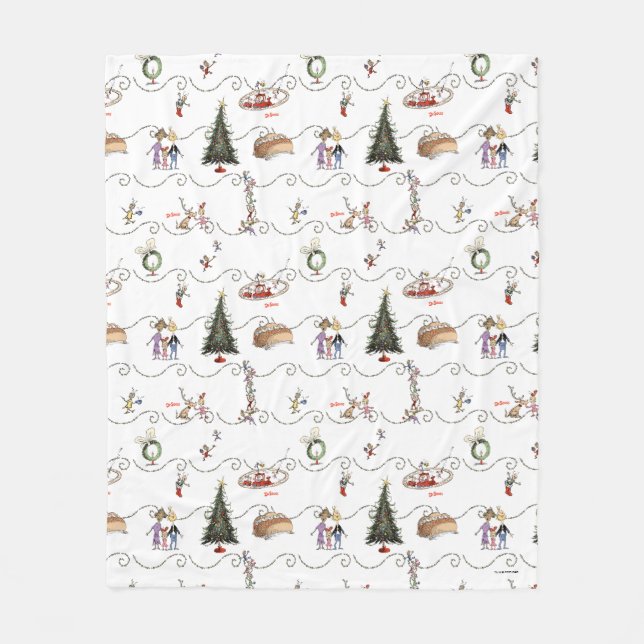 Whoville Christmas Garland Celebration Fleecefilt (Framsidan)