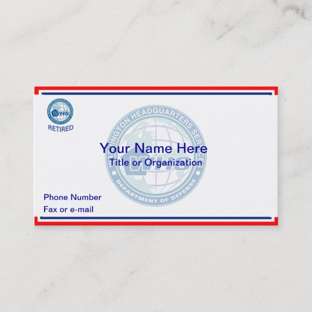 WHS pensionerade Affärskort Visitkort (Framsida)