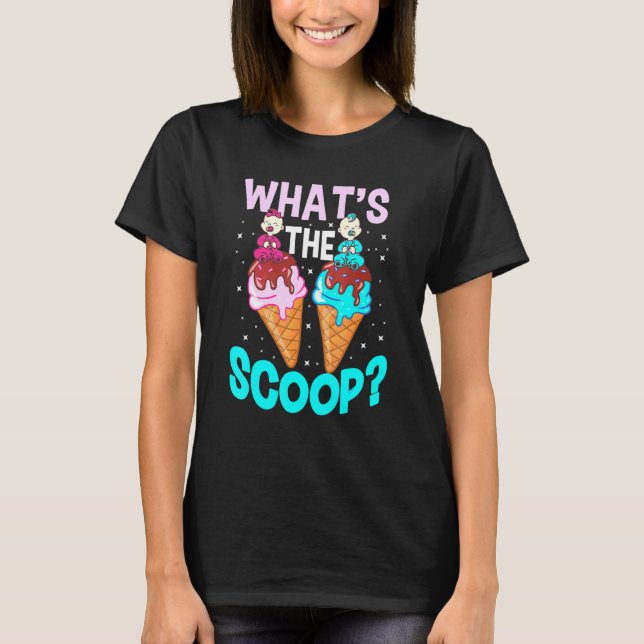 Whthe Scoop Ice Cream Rosa Blue Gender Reveal T Shirt (Framsida)