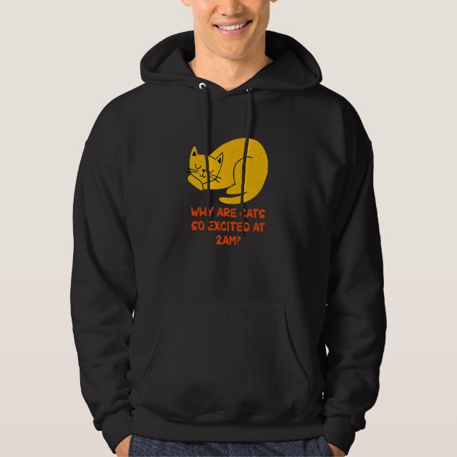 Why are Cats Excited at 2am Cat     Kitten Humor Hoodie (Framsida)