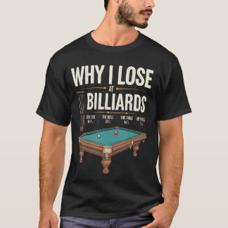 Why I Lose At Billiards Funny Pool Player Billiard T Shirt