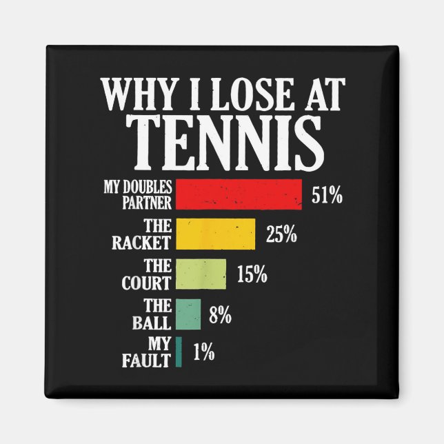 Why I Lose At Tennis Funny Tennis Player Quote  Magnet (Framsidan)