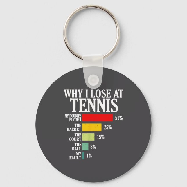 Why I Lose At Tennis Funny Tennis Player Quote  Nyckelring (Framsida)