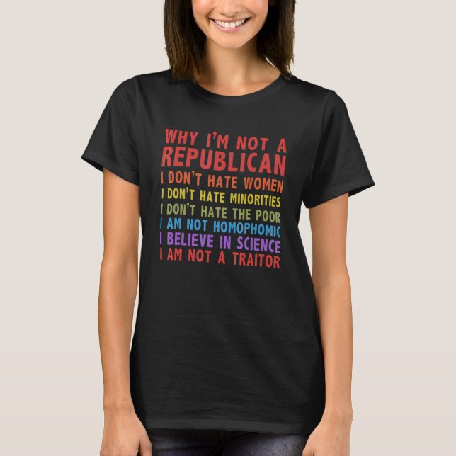 Why I'm Not A Republican I Don't Hate Women T Shirt (Framsida)