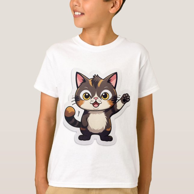 Why So Silent? – Confused Cat Sticker T Shirt (Framsida)