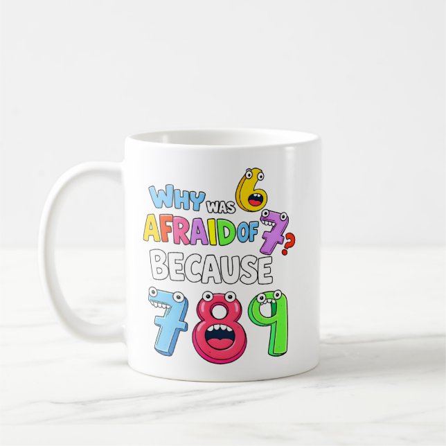 Why Was 6 Afraid Funny Numbers Math Design Kaffemugg (Vänster)