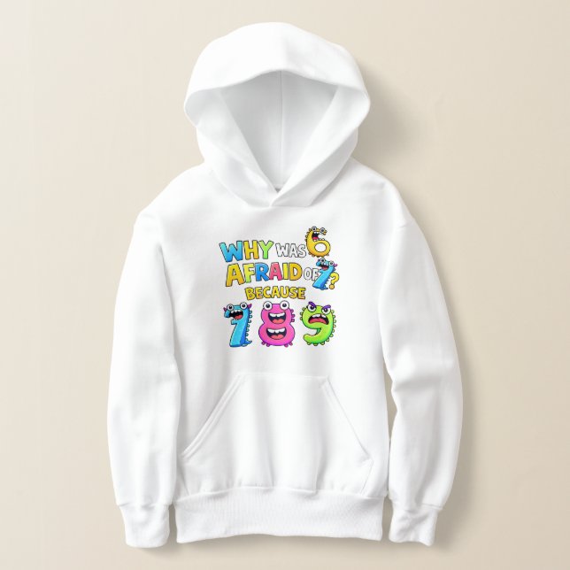 Why Was 6 Afraid of 7 Funny Math Hoodie T Shirt (Laydown)