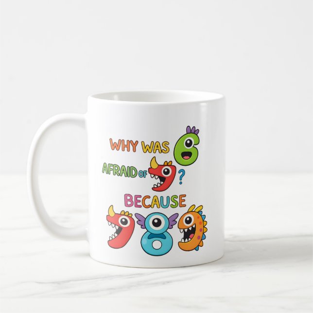 Why Was Six Afraid Funny Maths Joke Mug Kaffemugg (Vänster)