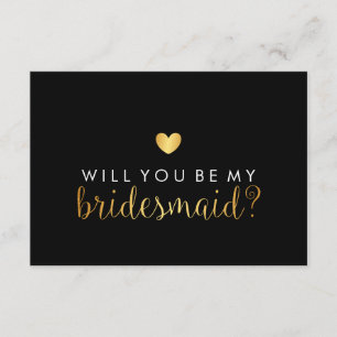 WI, du blir min Bridesmaid - Guld Heart-skript Fab Inbjudningar