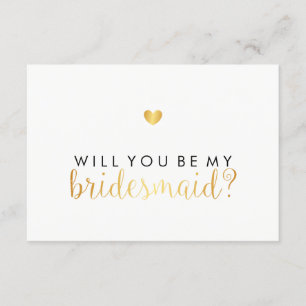 WI, du blir min Bridesmaid - Guld Heart-skript Fab Inbjudningar