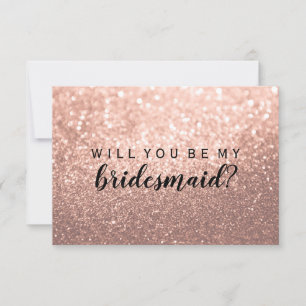 WI, du blir min Bridesmaid - Ro Guld Glitter Inbjudningar