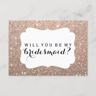 WI, du ska vara min Bridesmaid - Ro Guld Glitter F Inbjudningar