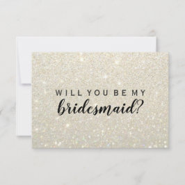 WI, du ska vara min Bridesmaid - White Guld Glitte Inbjudningar