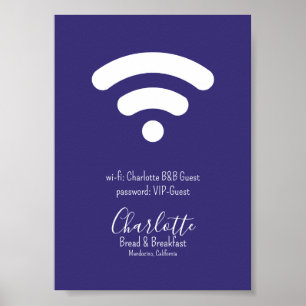 Wi-Fi Access Modern Simple Lila White Poster